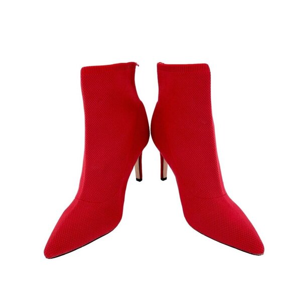 Mia Margerie Red Knit Sock Booties Pull On Stiletto Heel Pointed Toe SZ 8 - Picture 15 of 16